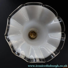 Load image into Gallery viewer, Stylish Early 20th Century Brass Table Lamp with White Glass Shade with Frilled Edge. REWIRED
