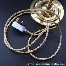 Load image into Gallery viewer, Stylish Early 20th Century Brass Table Lamp with White Glass Shade with Frilled Edge. REWIRED
