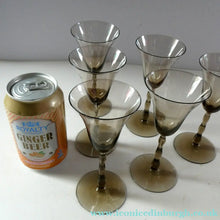 Load image into Gallery viewer, Set of Six Old Hand Blown Liqueur Glass. Possibly Powell for Whitefriars

