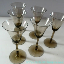 Load image into Gallery viewer, Set of Six Old Hand Blown Liqueur Glass. Possibly Powell for Whitefriars
