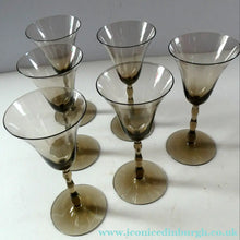 Load image into Gallery viewer, Set of Six Old Hand Blown Liqueur Glass. Possibly Powell for Whitefriars

