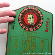 Load image into Gallery viewer, 1920s Vintage Tin Shaped as a Roulette Table - with original separate spinner
