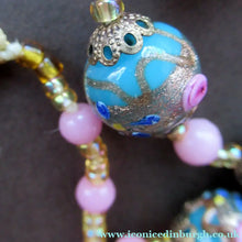 Load image into Gallery viewer, Old "WEDDING CAKE" Murano Glass Blue Bead Necklace
