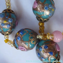 Load image into Gallery viewer, Old "WEDDING CAKE" Murano Glass Blue Bead Necklace
