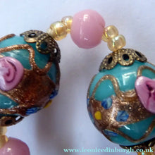 Load image into Gallery viewer, Old "WEDDING CAKE" Murano Glass Blue Bead Necklace
