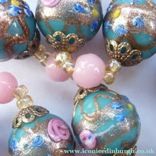 Load image into Gallery viewer, Old "WEDDING CAKE" Murano Glass Blue Bead Necklace
