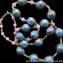 Load image into Gallery viewer, Old "WEDDING CAKE" Murano Glass Blue Bead Necklace
