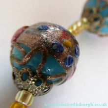 Load image into Gallery viewer, Old "WEDDING CAKE" Murano Glass Blue Bead Necklace
