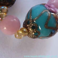 Load image into Gallery viewer, Old "WEDDING CAKE" Murano Glass Blue Bead Necklace
