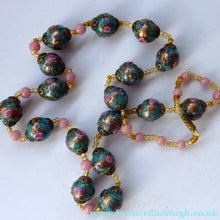Load image into Gallery viewer, Old "WEDDING CAKE" Murano Glass Blue Bead Necklace
