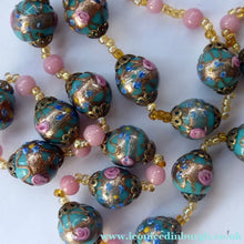 Load image into Gallery viewer, Old "WEDDING CAKE" Murano Glass Blue Bead Necklace
