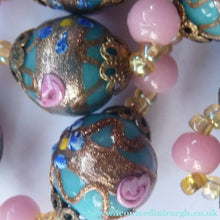 Load image into Gallery viewer, Old "WEDDING CAKE" Murano Glass Blue Bead Necklace
