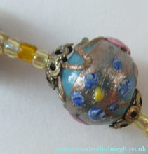 Load image into Gallery viewer, Old "WEDDING CAKE" Murano Glass Blue Bead Necklace
