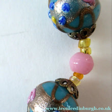 Load image into Gallery viewer, Old "WEDDING CAKE" Murano Glass Blue Bead Necklace
