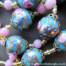 Load image into Gallery viewer, Old "WEDDING CAKE" Murano Glass Blue Bead Necklace
