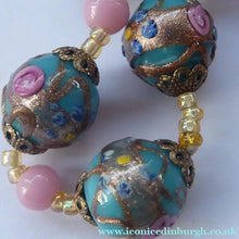 Load image into Gallery viewer, Old "WEDDING CAKE" Murano Glass Blue Bead Necklace
