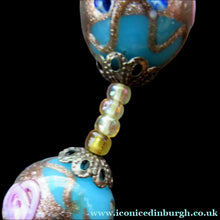 Load image into Gallery viewer, Old "WEDDING CAKE" Murano Glass Blue Bead Necklace
