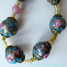 Load image into Gallery viewer, Old "WEDDING CAKE" Murano Glass Blue Bead Necklace
