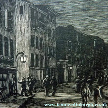 Load image into Gallery viewer, 1920s Wood Engraving by Gwen Raveret The Barber's Shop France
