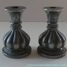 Load image into Gallery viewer, 1930s / 1940s JUST ANDERSEN Danish Pewter PAIR of Dwarf Candlesticks

