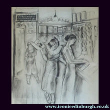Load image into Gallery viewer, 1930s AMERICAN ART. Drawing by Katherine Langhorne Adams (1885–1977). Ladies Shopping in a Woolworth's Five and Ten Cent Store
