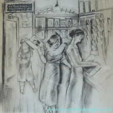 Load image into Gallery viewer, 1930s American Drawing of Ladies Shopping in Woolworths - Katherine Langhorne Adams
