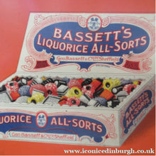 Load image into Gallery viewer, Vintage 1930s Art Deco Bassett's Liquorice All-sorts in Orange Tin
