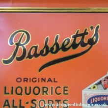 Load image into Gallery viewer, Vintage 1930s Art Deco Bassett's Liquorice All-sorts in Orange Tin
