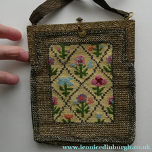 Load image into Gallery viewer, Vintage 1930s Art Deco Beaded Evening Bag with Needlepoint Panels. Very Unusual
