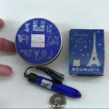Load image into Gallery viewer, 1930s ART DECO Bourjois "Evening In Paris" Miniature Perfume Bottle (Boxed). and Face Powder Box (Unused) and Fancy Long Bottle
