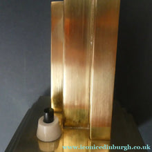 Load image into Gallery viewer, ART DECO Brass Table Lamp with Skyscraper Geometric Stepped Base; With Angular Globe Glass Shade
