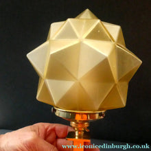 Load image into Gallery viewer, ART DECO Brass Table Lamp with Skyscraper Geometric Stepped Base; With Angular Globe Glass Shade

