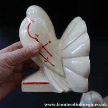 Load image into Gallery viewer, 1930s Art Deco Continental Ceramics FAN TAIL DOVES Sand-Filled (Sandbag) Bookends
