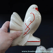 Load image into Gallery viewer, 1930s Art Deco Continental Ceramics FAN TAIL DOVES Sand-Filled (Sandbag) Bookends
