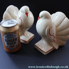 Load image into Gallery viewer, 1930s Art Deco Continental Ceramics FAN TAIL DOVES Sand-Filled (Sandbag) Bookends
