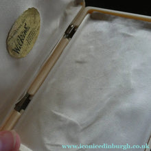 Load image into Gallery viewer, 1930s Art Deco Cream Celluloid Trinket Box with Faux Decorative Clasps and a Hinged Lid
