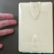 Load image into Gallery viewer, 1930s Art Deco Cream Celluloid Trinket Box with Faux Decorative Clasps and a Hinged Lid
