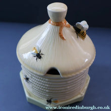 Load image into Gallery viewer, 1930s Art Deco CROWN DEVON Honey Pot in the Shape of a Round Beehive
