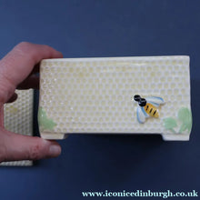 Load image into Gallery viewer, 1930s Art Deco CROWN DEVON Honey Pot or Box with Bee Finial on the Lid
