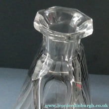 Load image into Gallery viewer, Large 1930s Art Deco Czech Glass Decanter by KARL PALDA. Geometric Clear Glass, with Engraved Lines and Black Enamel
