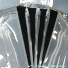 Load image into Gallery viewer, Large 1930s Art Deco Czech Glass Decanter by KARL PALDA. Geometric Clear Glass, with Engraved Lines and Black Enamel
