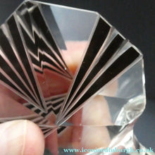 Load image into Gallery viewer, Large 1930s Art Deco Czech Glass Decanter by KARL PALDA. Geometric Clear Glass, with Engraved Lines and Black Enamel
