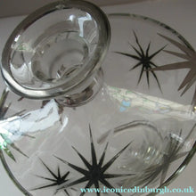 Load image into Gallery viewer, Rare 1930s Art Deco CZECH Glass Decanter Embellished with Large Silver Pointed Stars
