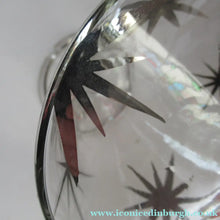 Load image into Gallery viewer, Rare 1930s Art Deco CZECH Glass Decanter Embellished with Large Silver Pointed Stars
