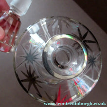 Load image into Gallery viewer, Rare 1930s Art Deco CZECH Glass Decanter Embellished with Large Silver Pointed Stars
