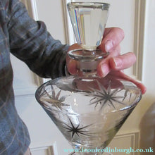 Load image into Gallery viewer, Rare 1930s Art Deco CZECH Glass Decanter Embellished with Large Silver Pointed Stars
