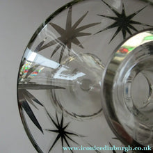 Load image into Gallery viewer, Rare 1930s Art Deco CZECH Glass Decanter Embellished with Large Silver Pointed Stars
