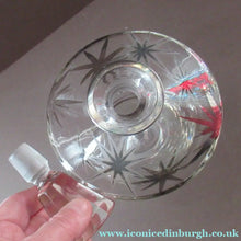 Load image into Gallery viewer, Rare 1930s Art Deco CZECH Glass Decanter Embellished with Large Silver Pointed Stars
