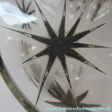 Load image into Gallery viewer, Rare 1930s Art Deco CZECH Glass Decanter Embellished with Large Silver Pointed Stars
