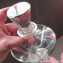 Load image into Gallery viewer, Rare 1930s Art Deco CZECH Glass Decanter Embellished with Large Silver Pointed Stars
